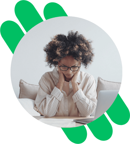 stressed woman looking at divorce documents